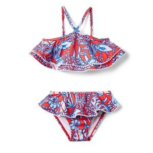 RECYCLED TROPICAL FISH HALTER 2-PIECE SWIMSUIT